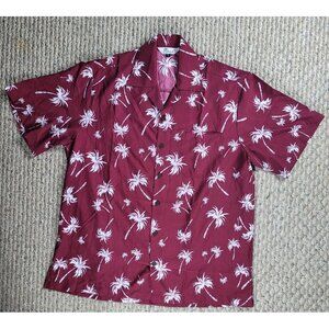 Hawaiian Shirt Men Size Large Button Up Palm Trees Relax Made in India Vacation